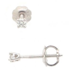 14K White Gold Tiny Natural Diamond Stud Earrings 0.08 Ct